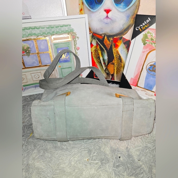 Celine Beautiful Suede Gray & Gold Shoulder Tote ✨️ (EUC)(SEE PICS) - Picture 4 of 9